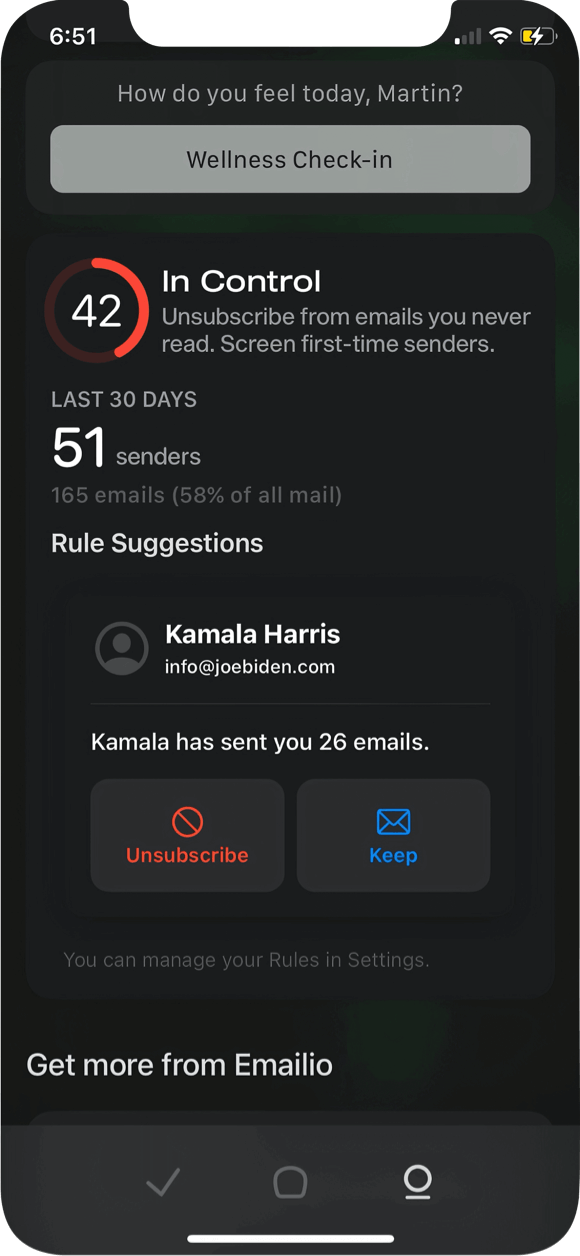 Image of Emailio application